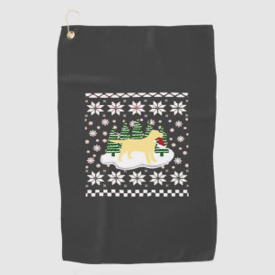 Christmas Yellow Labrador Silhouette Santa Hat Cla Golf Towel