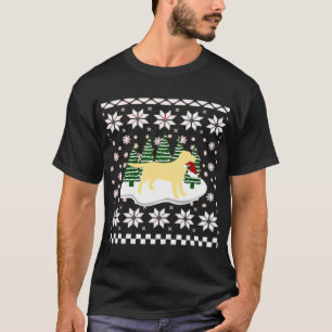 Christmas Yellow Labrador Silhouette Santa Hat Cla T-Shirt