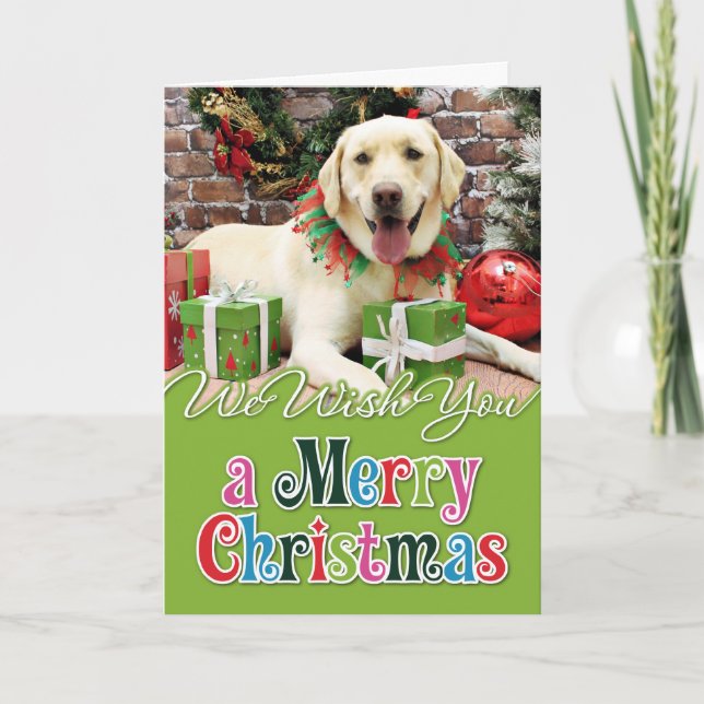 Christmas - Yellow Labrador - Strider Holiday Card (Front)