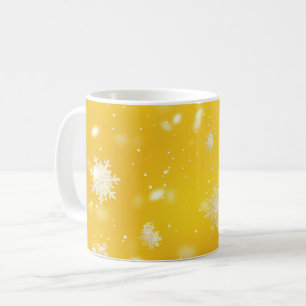 Christmas Yellow & Snowflakes Digital Art Coffee Mug