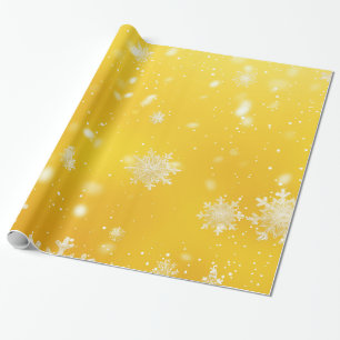 Christmas Yellow & Snowflakes Wrapping Paper