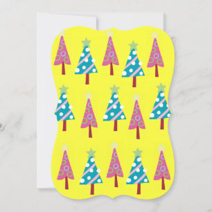 Christmas Yellow Trees Flat Greeting Card