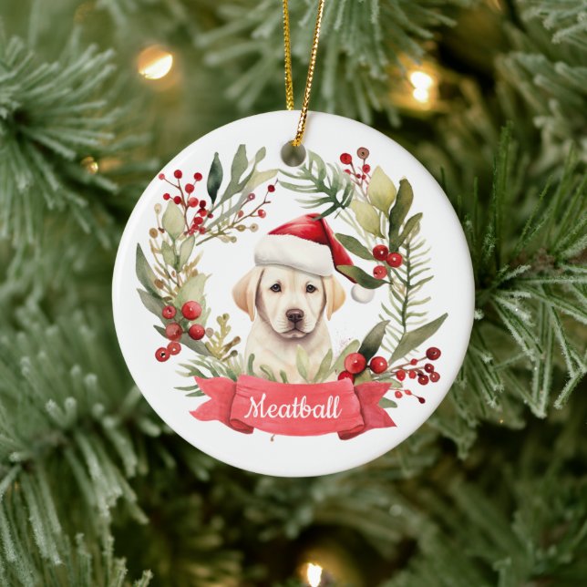Christmas YellowLab Personalized  Ceramic Ornament (Tree)