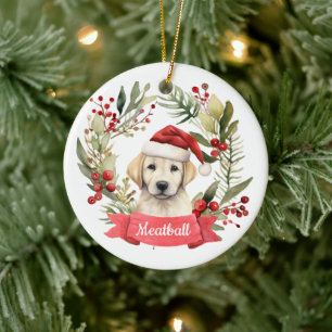 Christmas YellowLab Personalized Ceramic Ornament