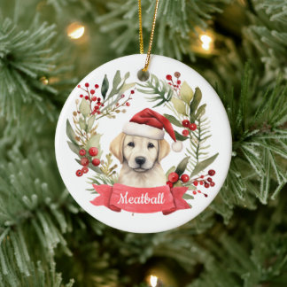 Christmas YellowLab Personalized  Ceramic Ornament