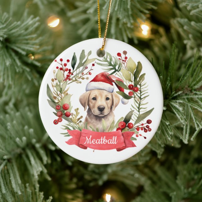 Christmas YellowLab Personalized  Ceramic Ornament (Tree)