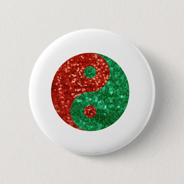 christmas yin yang 2 inch round button (Front)