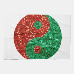 christmas yin yang kitchen towel