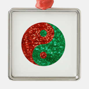 christmas yin yang metal ornament