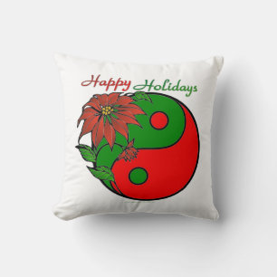 Christmas Yin Yang Poinsettia Pillow
