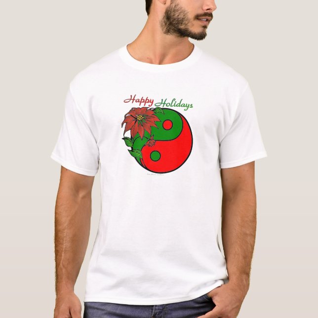 Christmas Yin Yang Poinsettia T-Shirt (Front)