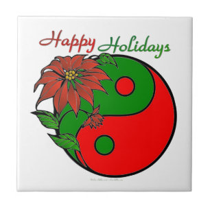 Christmas Yin Yang Poinsettia Tile