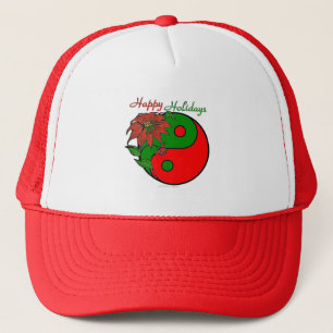 Christmas Yin Yang Poinsettia Trucker Hat