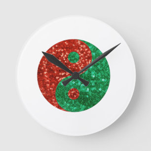 christmas yin yang round clock