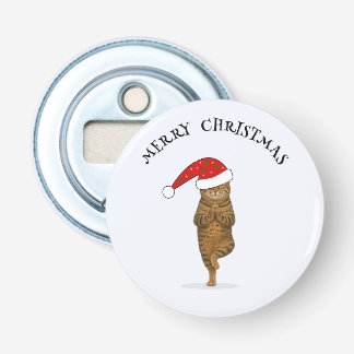 Christmas yoga cat your text bottle opener