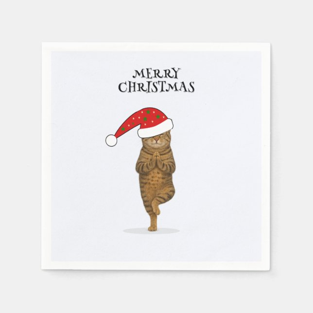 Christmas yoga cat your text napkin (Front)