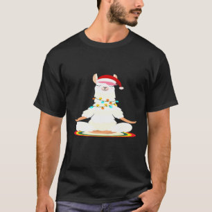 Christmas yoga llama meditates Llama Santa Hat Pre T-Shirt