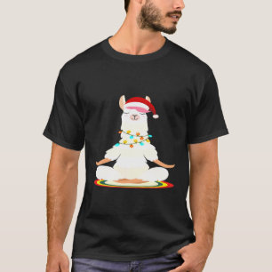 Christmas yoga llama meditates Llama Santa Hat T-Shirt