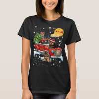 Christmas Yorkie Dog With Vintage Red Truck Funny 