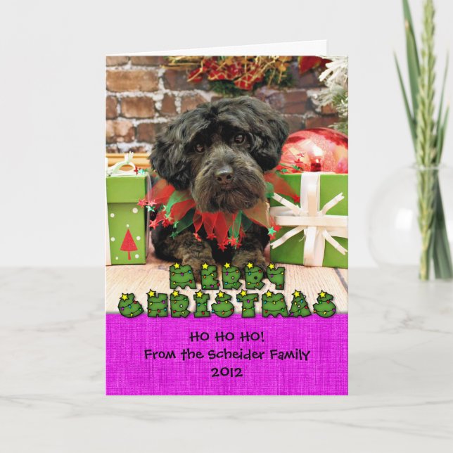 Christmas - YorkiePoo - Hannah Holiday Card (Front)