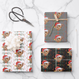 Christmas Yorkshire Terrier Dog Pattern Wrapping Paper Sheet