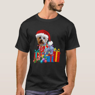Christmas Yorkshire Terrier Dog Xmas Lights Santa  T-Shirt