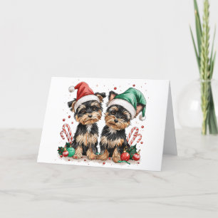 Christmas Yorkshire Terrier Dogs Holiday Card