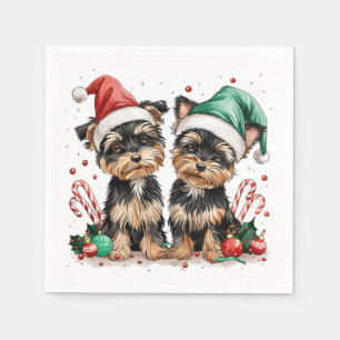Christmas Yorkshire Terrier Dogs Napkin