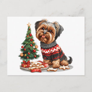 Christmas Yorkshire Terrier Dogs Postcard