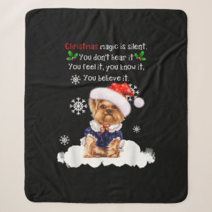 Christmas Yorkshire Terrier Funny Yorkie Puppy Sherpa Blanket