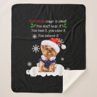 Christmas Yorkshire Terrier Funny Yorkie Puppy Sherpa Blanket