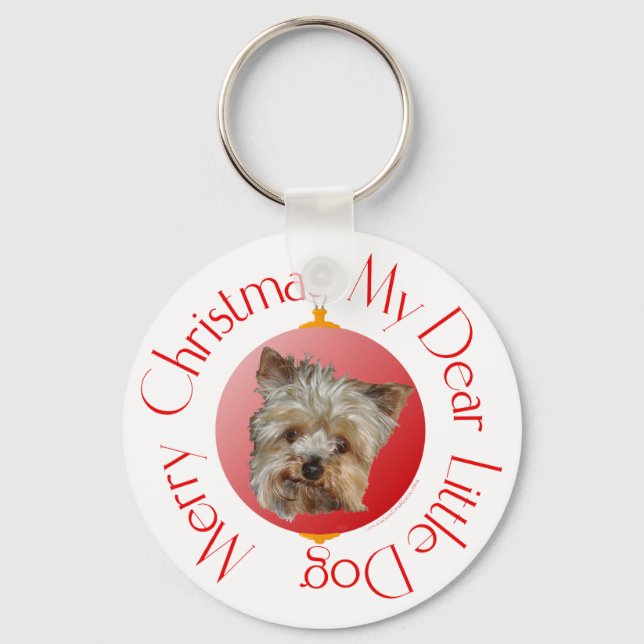 Christmas Yorkshire Terrier Keychain (Front)