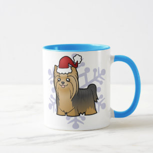 Christmas Yorkshire Terrier (long hair with bow) Mug