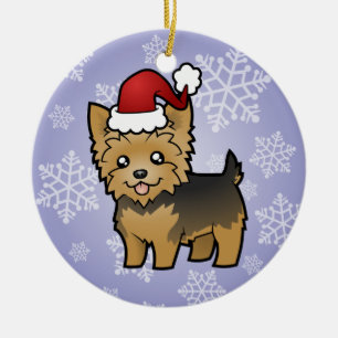 Christmas Yorkshire Terrier (short hair no bow) Ceramic Ornament