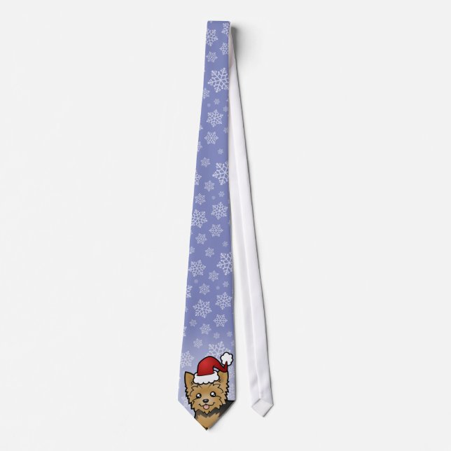 Christmas Yorkshire Terrier (short hair no bow) Tie (Front)