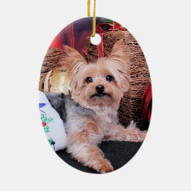 Christmas - Yorkshire Terrier - Vinnie Ceramic Ornament (Back)