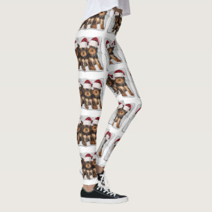 Christmas Yorkshire terriers fashion art leggings