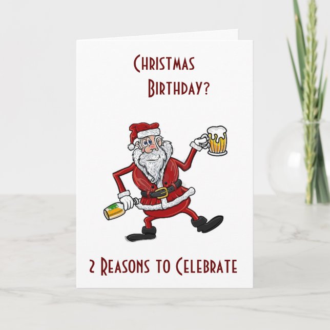 CHRISTMAS & YOUR BIRTHAY=GET THIS PARTY STARTED HOLIDAY CARD (Front)