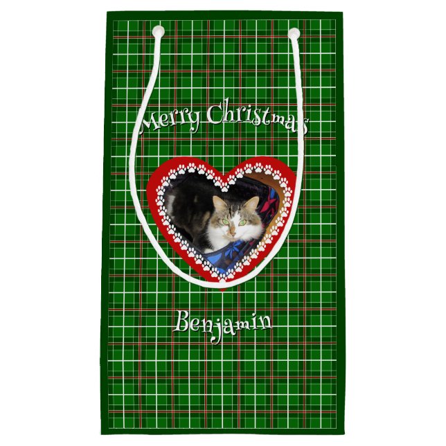 Christmas your pet photo custom text small gift bag (Front)