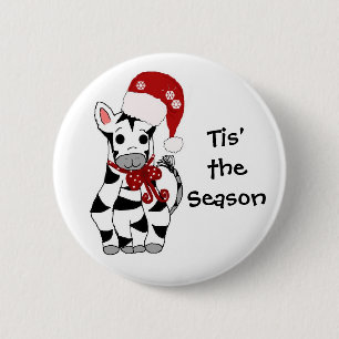 Christmas Zebra 2 Inch Round Button