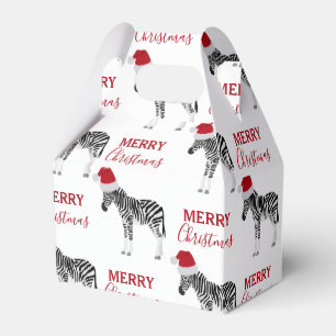 Christmas Zebra Funny Animal with Santa Hat   Favor Box