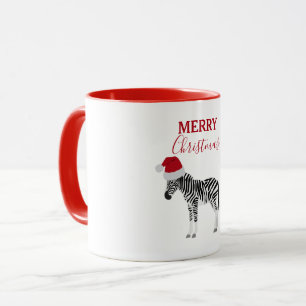 Christmas Zebra Funny Animal with Santa Hat Mug
