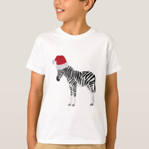 Christmas Zebra Funny Animal with Santa Hat T-Shirt