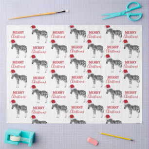 Christmas Zebra Funny Animal with Santa Hat Tissue Paper