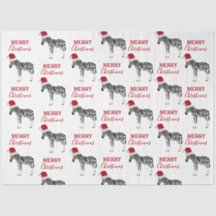 Christmas Zebra Funny Animal with Santa Hat Tissue Paper