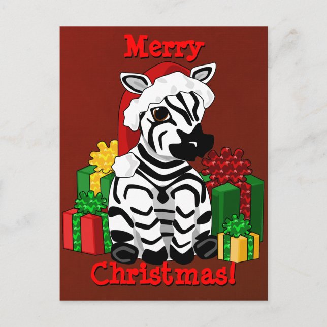 Christmas Zebra Postcard (Front)