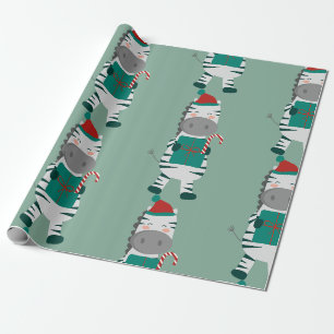 christmas zebra santa claus ugly xmas cute wrapping paper