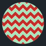 Christmas Zigzag Classic Round Sticker<br><div class="desc">Alternating rows of red and mint green zigzags separated by fine white borders make up this bold geometric pattern. The red and green design is a stylish look for Christmas. 

 

 Digitally created image. 
 Copyright © 2013 Claire E. Skinner. All rights reserved.</div>