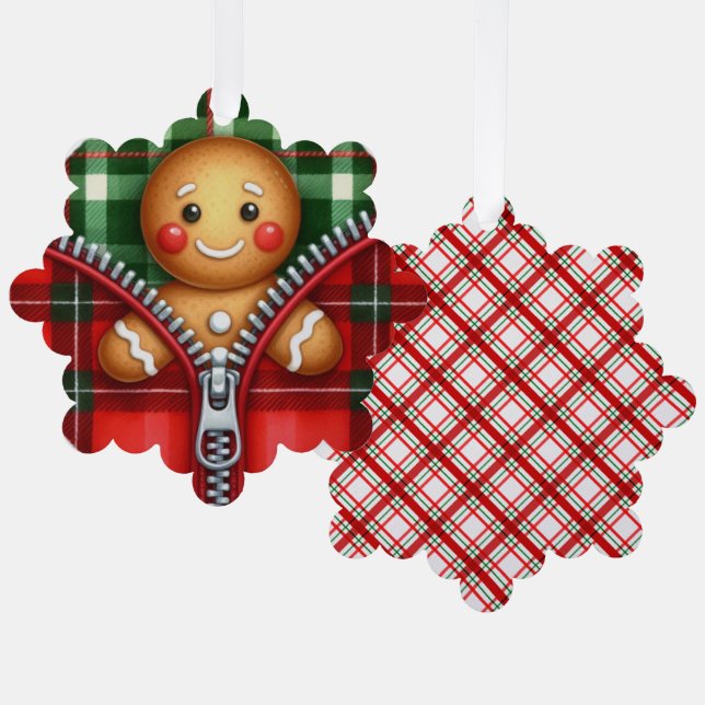Christmas Zipper Ginger Bread  Ornament Card (Front/Back)