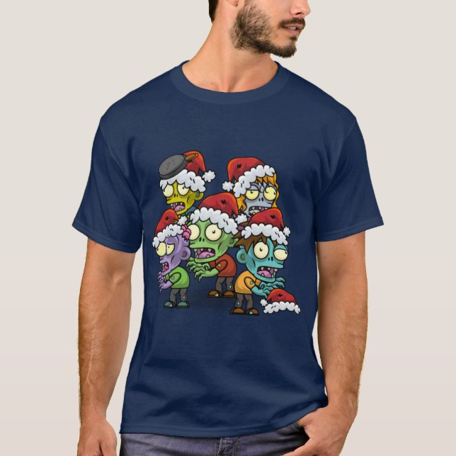 Christmas zombies funny T-Shirt (Front)